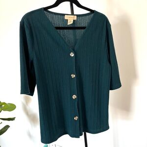 dark teal green shirt with buttons
